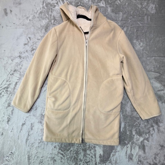 Uniqlo Jackets & Blazers - Uniqlo Pile Lined Fleece Long Hoodie Jacket Beige Tan XS 241-400185
